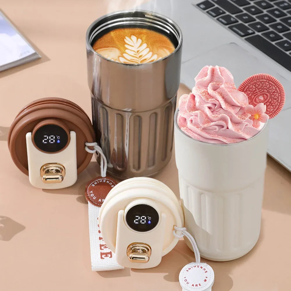 Experience Ultimate Convenience with the 450Ml Smart Thermos Mug - Intelligent Temperature Display & Double-Wall Insulation for Your Perfect Coffee Break